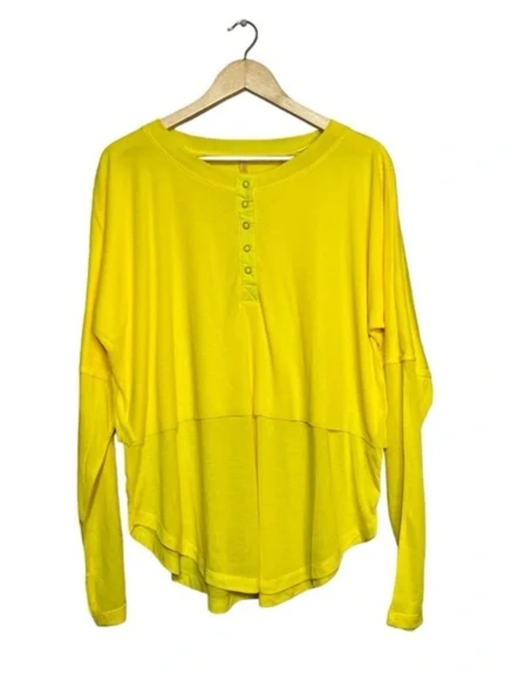 FP Movement by Free People Long Sleeve Henley Banana Lemon Yellow Small